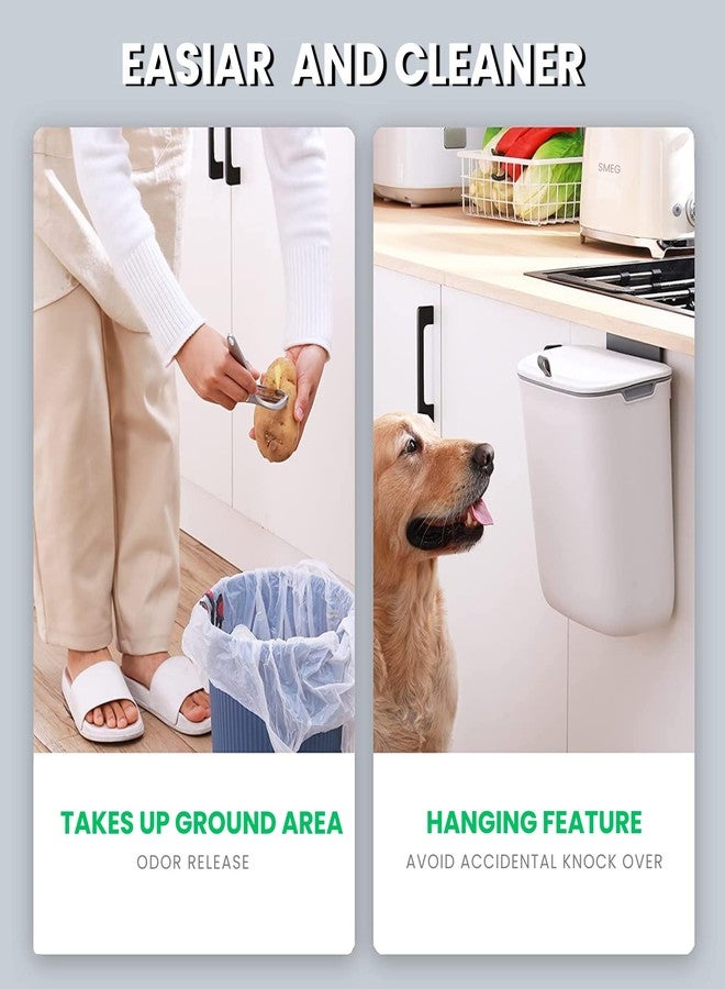 هوم إسنشالز سلة مهملات بلاستيكية للمطبخ من هوم إسينشالز - سلة مهملات معلقة عصرية وخفيفة الوزن للمنزل والمكتب / 9 لترات، أبيض / فتحة علوية بمقبض / مثالية للمطبخ والحمام وباب الخزانة (أبيض) - Image 5